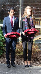 Head boy Aaron Phillips & Head girl Maria Campanini lay wreaths - Copy