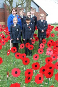 PRESS PIC OF Dr Valentine with Year 7 students among the poppies