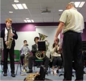 School pic Saxophonist Rowan Thomas plays his solo