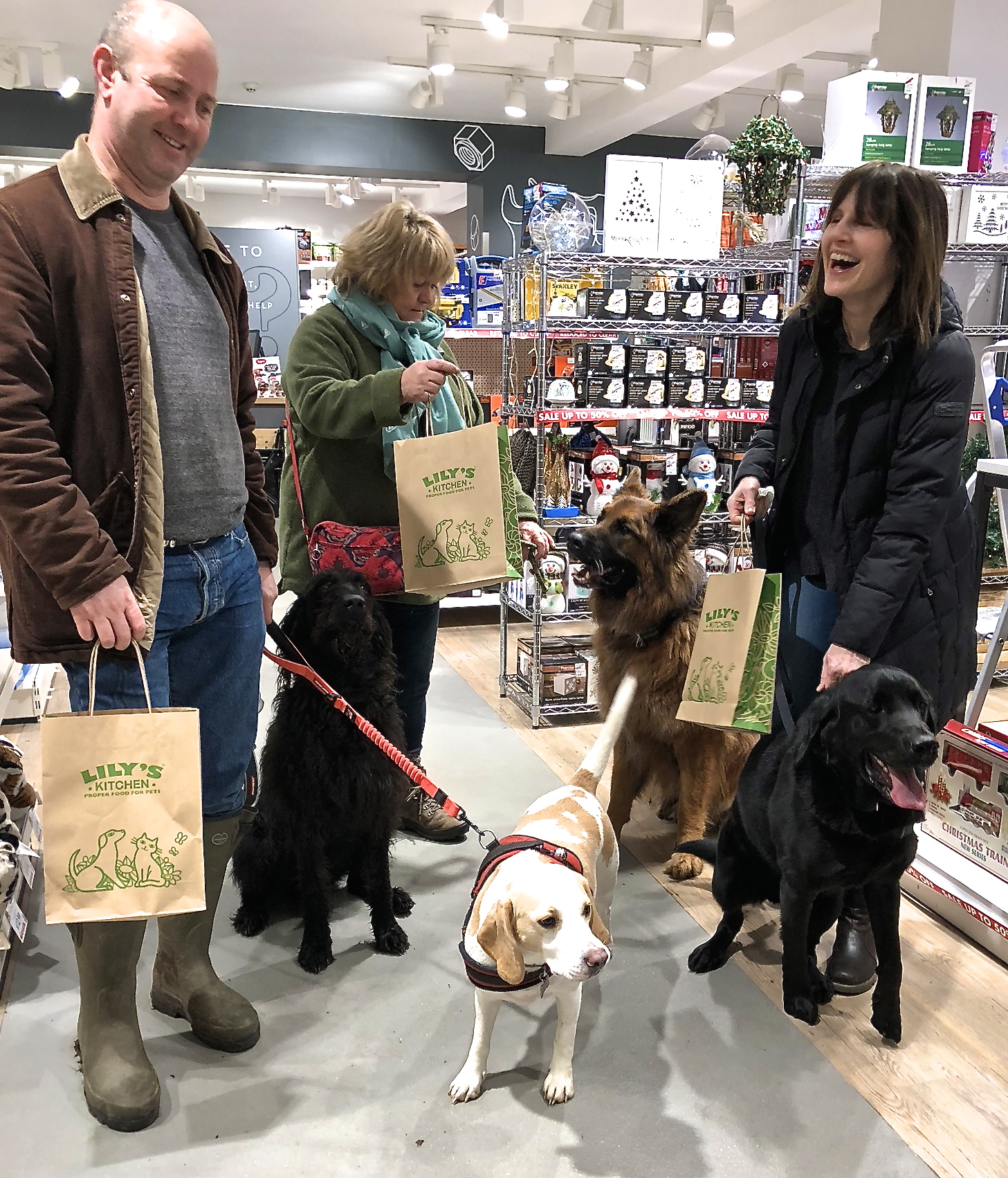 Daisy, Reuben, Aaron and Benz with owners:guardians Ben, Lizzy and Erica copy