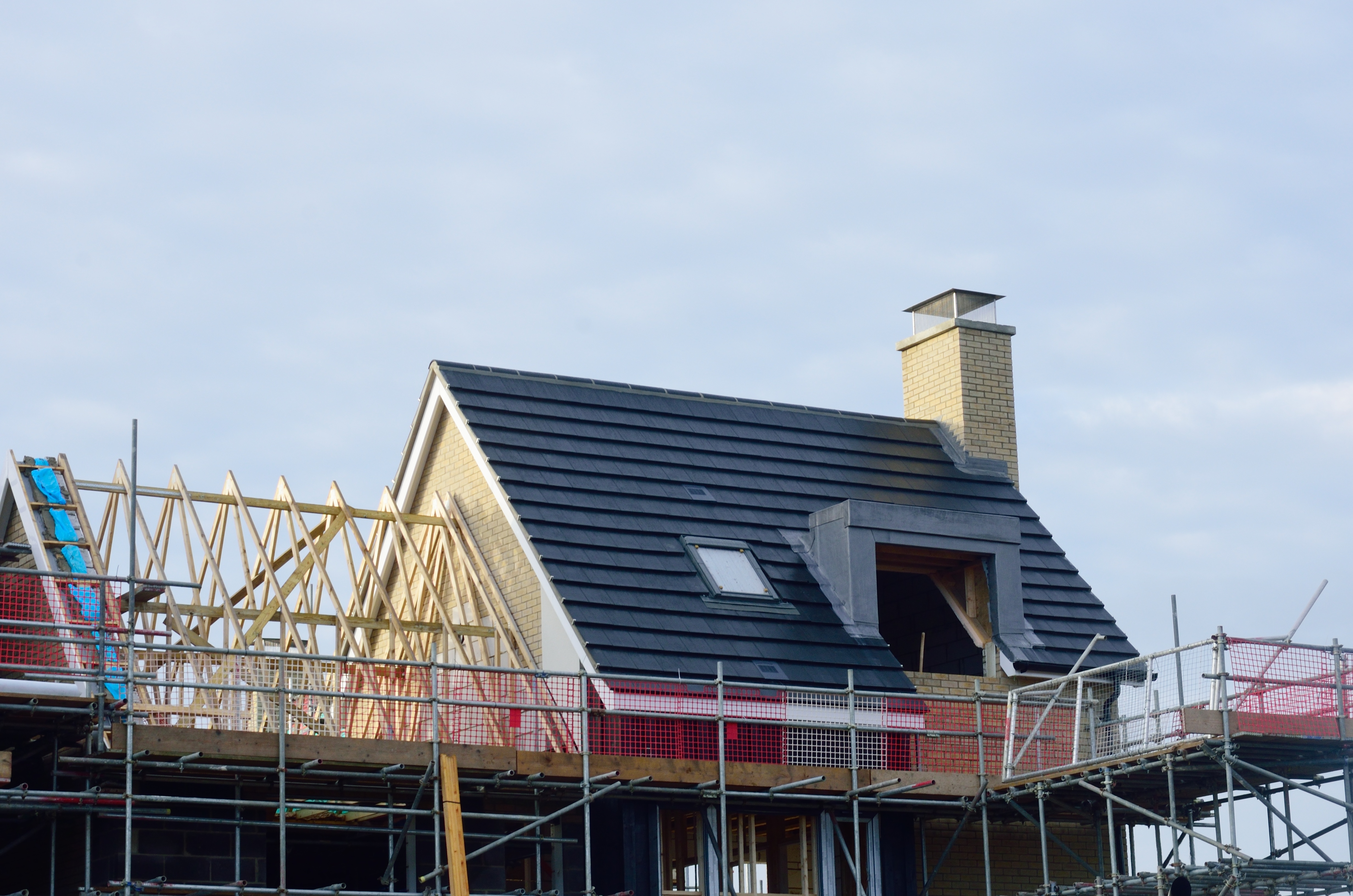 New Houses under construction with scaffolding